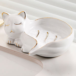 กล่องใส่สบู่เซรามิก ชั้นวางสบู่ในห้องน้ำ กล่องใส่สบู่ ชั้นวางของในห้องน้ำ สไตล์หรูหราขนาดเล็ก กล่องใส่สบู่แบบระบายอากาศได้ดี