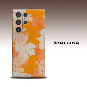 BILIBILI | Orange Daisy Print For Samsung Galaxy S26 S25 S24 A56 A36 Dual Layer Luxury Fashion Full Lens Protective Case