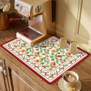 Luxurious Retro Kitchen Sink Mat Coffee Machine Dishware Bar Counter Technology Leather Silicon Dendroid Cup Coaster
