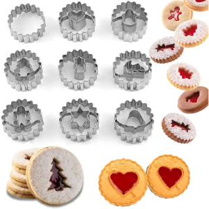 9PCS Christmas Cookie Cutters SetStainless Steel Baking Tools for BiscuitXmas TreeSnowmanGingerbread ManKitchen Pastry Mold