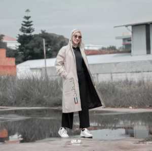 jaket coat / jaket palestina / jaket jubah panjang / long coat bahanbaby canvas lapis furing