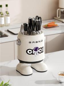 Large Capacity Kitchen Knife Holder Multifunctional Space Man Storage Rack Integrated Design Home Use Cooking Utensil Organizer