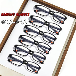 6PCS Reading Glasses Men Readers Glasses Rectangle Classic Frame Lightweight Wear Spring Hinge