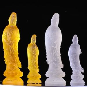 Tượng phật mẹ  quan âm phật a di đà mini cao 18cm (màu trong pha lê) trang trí nhà cửa cây cảnh bể cá sân vườn để bàn làm việc trên ô tô bàn làm việc... - Lazada