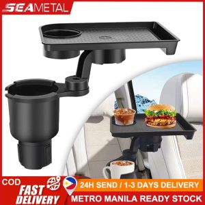 SEAMETAL Car Cup Holder Expander Multi-Function Drink Food Table 360-Degree Adjustable Base Tray