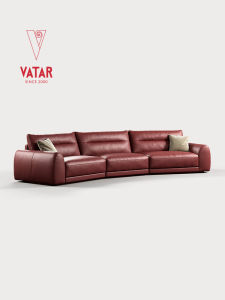 VATAR | Wine Red Minimalist Design Genuine Leather Sofa
