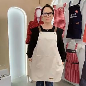 MLADEN Kitchen Apron Adjustable Hang Neck Waterproof Apron Oilproof Waiter Restaurant Work Apron