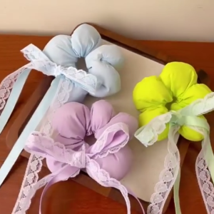 ยางรัดผมลายดอกไม้สีลูกกวาดสไตล์เกาหลีสำหรับผู้หญิง