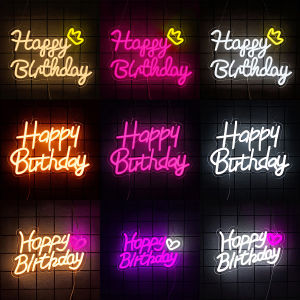 Happy Birthday Neon Sign for BackdropLED Happy Birthday Light Up Sign for All Birthday Party DecorationsUSB Powered Wall Decor