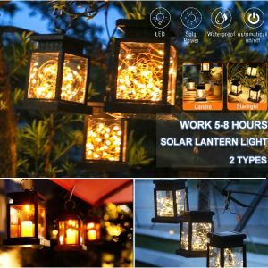 LED Candle Light Solar Light Outdoor Waterproof Garden Light Christmas Hanging Lantern Lawn Light