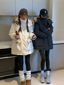 Womens down Cotton Jacket Parka Coat Oversize Winter New Style Couple Workwear Street Style Thickened Long Sleeve Zipper