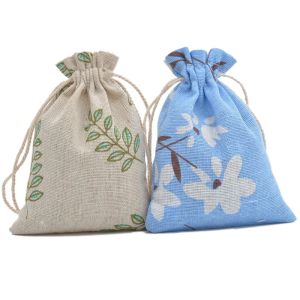 10pcs/lot 10x14 13x18cm Linen Cotton Gift Bags Jewelry Packing Drawstring Pouch Engagement Candy Wrapping Reusable Gift Bags