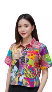 🌿 เสื้อครอปคอเชิ้ต สไตล์โบฮีเมียน | Handmade Patchwork รอบตัว | ผ้าป่านอินเดีย อัดกาวทั้งตัว อยู่ทรงสวย | Size M–6XL 🌈