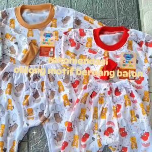 Baju Bayi Setelan Oblong Panjang3-15 Bulan Set Pakaian Harian Anak Bahan Lembut Motif Bear