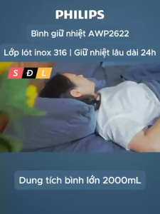 Bình giữ nhiệt nóng lạnh Philips AWP2622 inox 316L dung tích lớn 2L