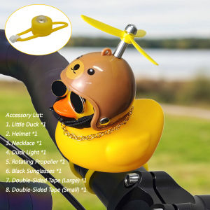 Bicycle Bell Yellow Duck Cartoon Little Yellow Ducks Helmet Head Light Shining Duck Bicycle Bells Handlebar Bicycle Accessories