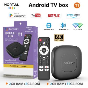 Factory Price Mortal T1 TV Box Allwinner H313 Android14 2.4G&5G Wifi 6 4K BT5.0 Voice Assistant Smart Streaming Media Player