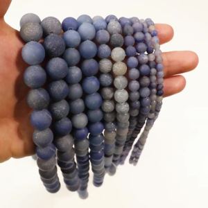 4/6/8/10/12mm Natural Blue Aventurine Stone Beads Matte Smooth Stone Beads Loose Spacer Bead For DIY Jewelry Making Bracelet