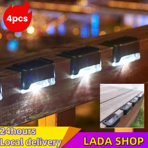 4PCS Outdoor LED Solar Power Light Fence Light IP65 Waterproof Home Garden Step Stair Deck Lights