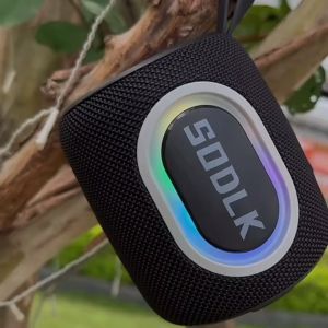 SODLK T26 Bluetooth Speaker with RGB Lights IPX7 Waterproof HiFi Stereo Sound 360° Surround Bass for Outdoor/Party/Gaming
