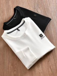 Luxury ~ Gao Ding Air Cotton! Autumn New Mens Soft and Comfortable Solid All-Match round Neck Long sleeve Hoodie