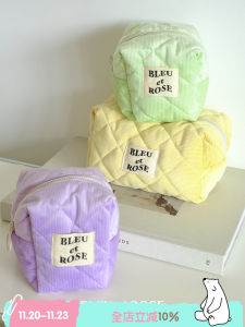 Cute Velvet Large Capacity Makeup Bag Original Macaron Color Cubic Storage Bag for Home Organization by Bleu Et Rose
