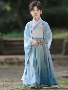 Boys Hanfu Traditional Chinese Clothing Autumn New Style Big Sleeve Little Scholar Tang Suit Children Performance Ancient Costume