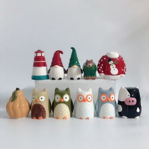 Ceramic Kitchen Supplies Cute Animal Christmas Seasoning Bottle Salt And Pepper Jar Dishwasher Safe Non-electric Home Use