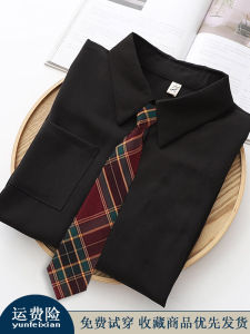 Original สีดำ เสื้อเชิ้ตแขนยาวชุด Jk ผู้หญิง สไตล์วิทยาลัย หลวม หวาน ผ้าชีฟอง ต่อต้านริ้วรอยไม่มี Pilling เสื้อท่อนบน