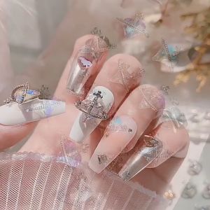 Empress Dowager West Heart Shaped Crystal Nail Art Jewelry/Retro Dark Style Crooked Peach Heart Diamond Nail Art 西太后心形水晶