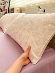 Pure Cotton Floral Pillowcase Double Layer Silk Pear Purple Spring Small Flower Pattern Cotton Latex Pillow Cover Home Use
