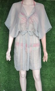 Cover Up Dress for Women - Beachwear - Fits up to 2XL - Black - V-neck - Tie Waist - Semi-Sheer - Outdoor Display