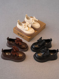 Girls Leather Shoes 2024 Spring & Fall New Childrens Shoes Little Girl Princess Shoes Soft Bottom Gommino Loafers Flats