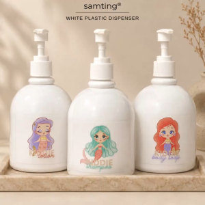3pcs - 500ml white plastic bottle soap dispensers with lotion pump