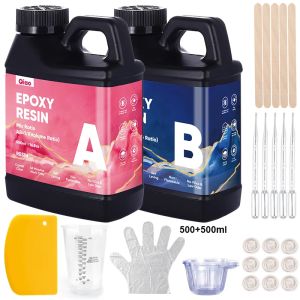 Bộ Nhựa Epoxy Trong Suốt Như Pha Lê Đông Cứng Nhanh Tự Làm Dùng Để Hoàn Thiện Đồ Gỗ Phủ Bề Mặt Đúc Khuôn Dễ Pha Trộn Dành Cho Đồ Thủ Công Tại Nhà