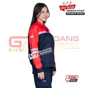 Wearpack Atasan Semijaket Warna DONGKER kombinasi MERAH full dada- Gudang Wearpack