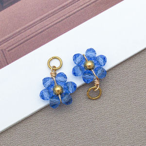 10pcs/Lot Crystal Small Flower Bead Charms Pendants with Stainless Steel Connector for Earrings Necklace DIY Jewelry Making