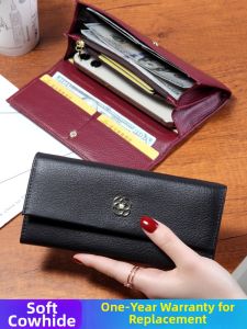 SIFULUN | Long Thin Genuine Soft Cow Leather Wallet