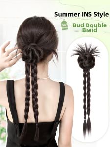JUZITING | Simulated Hair Clip Bun Twisted Braids High Ponytail Long Braids Hair Accessory