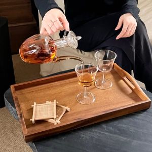 Real Wood Rectangular Tea Pot Tray Japanese Style Coffee Serving Plate Home Use Storage Dish Dining Table Plate