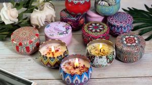 Hũ Nến Sáp Thơm Thư Giãn Không Khói Tinh Dầu Thiên Nhiên Hoa Khô Thảo Mộc Nến Thơm Thảo Mộc Vintage