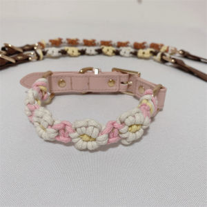 Handwoven Two-tone Daisy Cute Pet Collar Non-choking Dog Neck Ring Golden Retriever Medium Large Dog Neck Ring