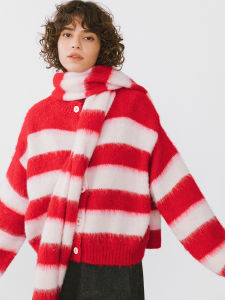 Wide Striped Color Block Loose Knit Cardigan