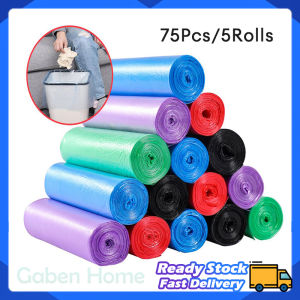 Garbage Bag 5 Rolls(75Pcs) BIG SIZE 45*50cm Disposable Good Quality Colorful Bathroom Kitchen Storage Plastic Trash Bags | Gaben Home