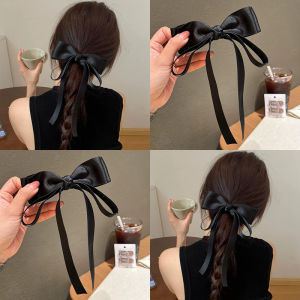 Elegant Black Bow Ribbon Hair Clip Spring Clip For Women Girl