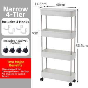 Portable Bathroom Kitchen Gap Storage Cart