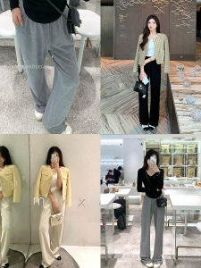 High Waist Wide Leg Pants Womens Spring Autumn Thin Casual Drape Drawstring Straight Leg Sweatpants Polyester Rayon Nylon Spandex