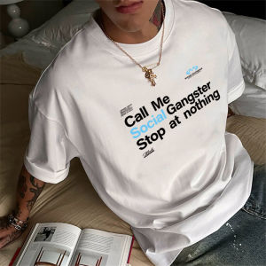 เสื้อยืดแขนสั้นพิมพ์ลายแฟชั่นสำหรับผู้ชาย ทรงหลวม ผ้าฝ้าย ทรงหลวม ลำลอง ใส่ไปเที่ยวในเมือง สีดำ สำหรับนักเรียนมัธยมปลาย