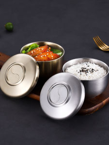 Bát Đựng Cơm Kiểu Hàn Quốc Bằng Thép Không Gỉ 304 Có Nắp Chống Bỏng Bát Đựng Súp Hai Lớp Cho Trẻ Em Bát Đựng Kimchi Bát Đựng Thức Ăn