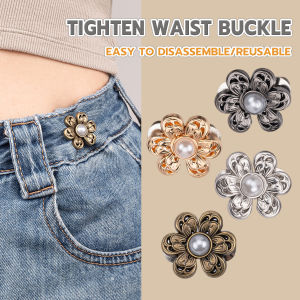 Seeko Fashion Flower Jeans Waist Buckle Adjustable Waist Buckle No Sew Removable Decorative Pins 1Set